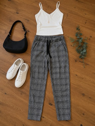 Karierte stoffhose mit - karierte,