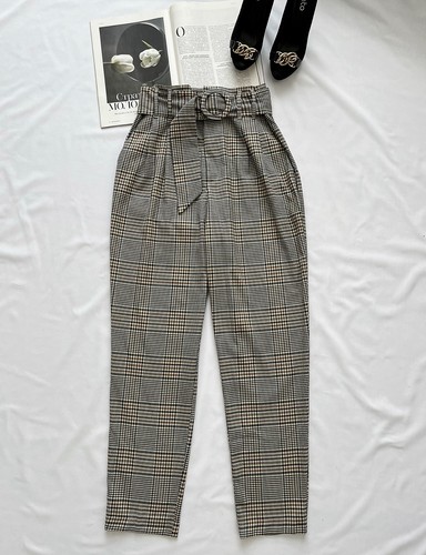 Zara paperbag hose kariert - zara,