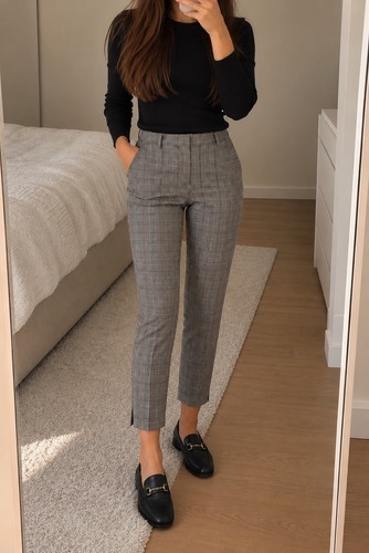 Zara karierte stoffhose - stoffhose, –