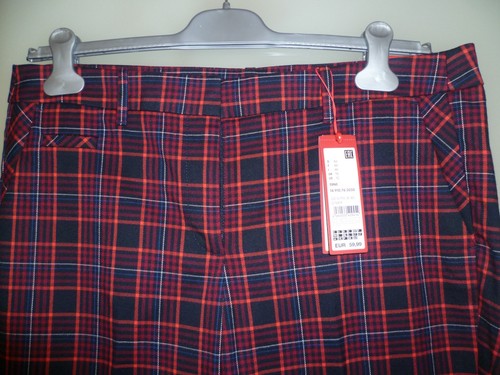 Hose dunkelblau rot kariert - , v